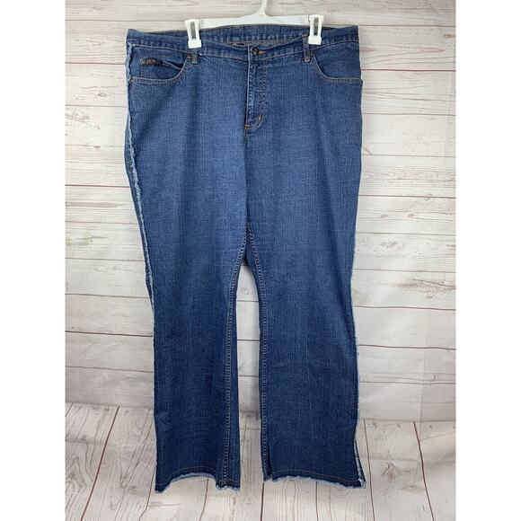 Platinum Fubu Jeans Womens 18 frayed side seam bootcut denim 40x30‎ Y2K - Picture 1 of 8